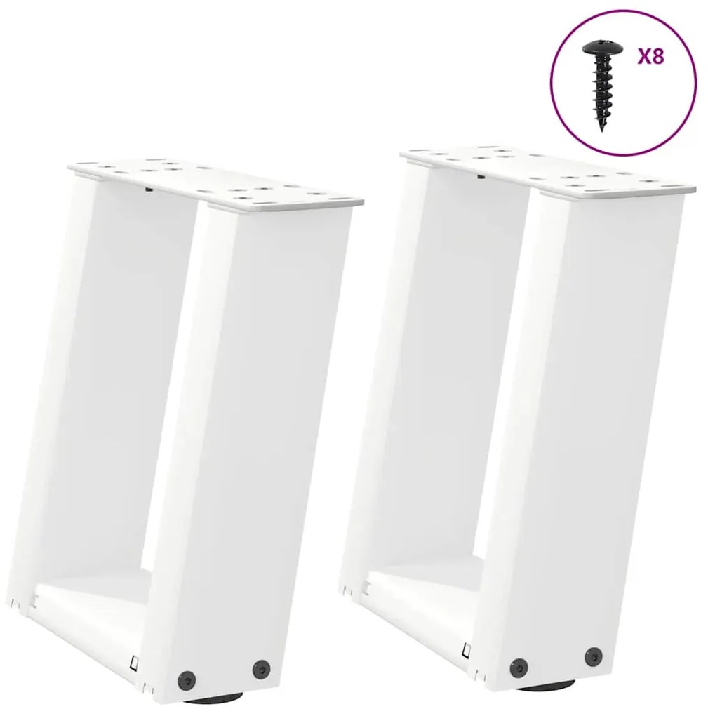 Gambe Tavolino Da Caffè A U 2 Pz Bianco 30x(30-31)cm İn Acciaio /