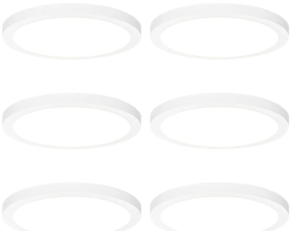 Set di 6 faretti da incasso o a plafone bianchi 30 cm con LED Dimmerabile a 3 livelli da caldo a freddo - Trans