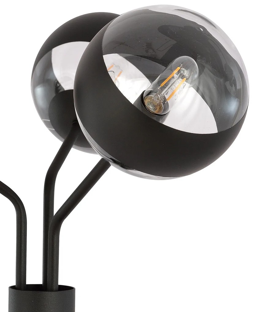 Piantana Moderno Orione Acciaio Nero Trasparente 3 Luci E14 Ip20