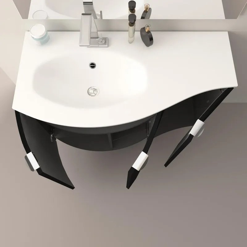 Mobile bagno sospeso con lavabo L 104 x H 70 x P 51 cm grigio grafite per vasca a sinistra Onda