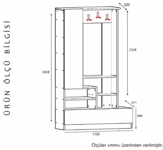 Mobile Ingresso 110x37x180 Con Scarpiera Appendiabiti E Anta Bora Bianco
