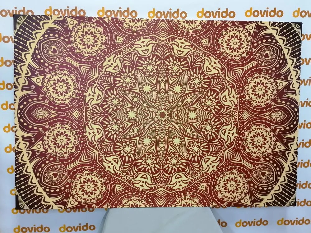 Quadro su tela – Mandala ornamentale con pizzo in bordeaux