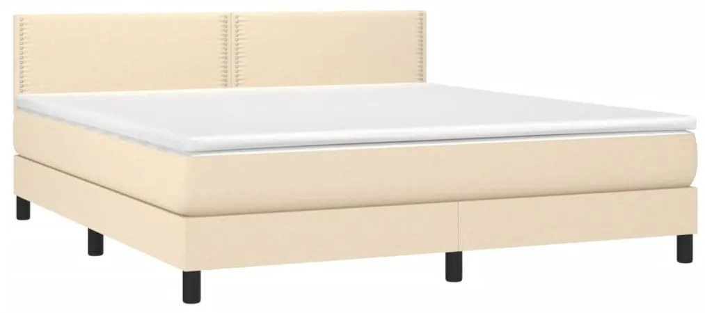 Letto a molle con materasso e led crema 180x200 cm in tessuto