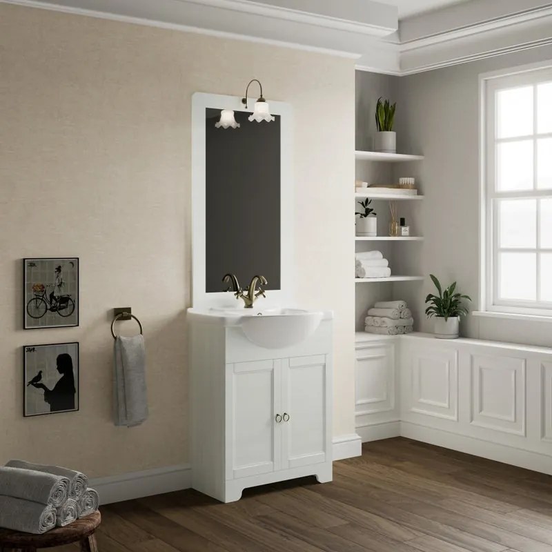 Specchio con illuminazione integrata bagno rettangolare ROMANTICA L 60 x H 105 x P 1.6 cm bianco