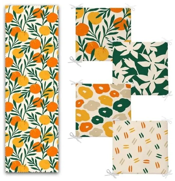 Set di runner e cuscini per sedie 5 pz Orange – Mila Home
