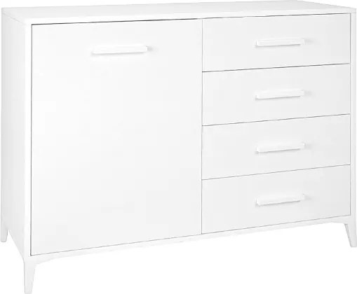 Madia Drexa in Legno 110x45 cm Bianco Frassino con 1 Anta e 4 Cassetti