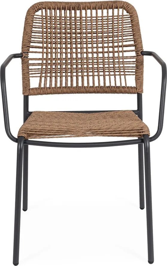 Sedia da esterno grigio scuro/di colore naturale in metallo Jable – Bizzotto
