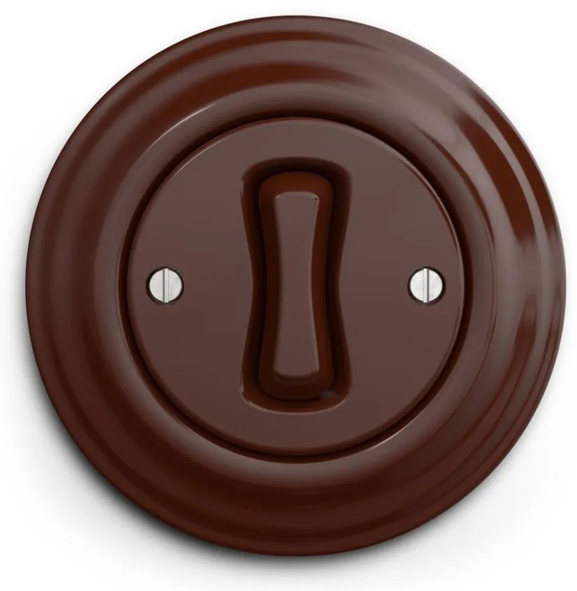 Kliklap - Interruttore a croce retrò con cornice n. 7, marrone