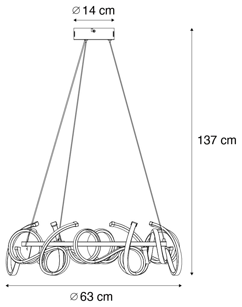 Lampada a sospensione di design nera rotonda dimmerabile a 3 livelli - Krisscross