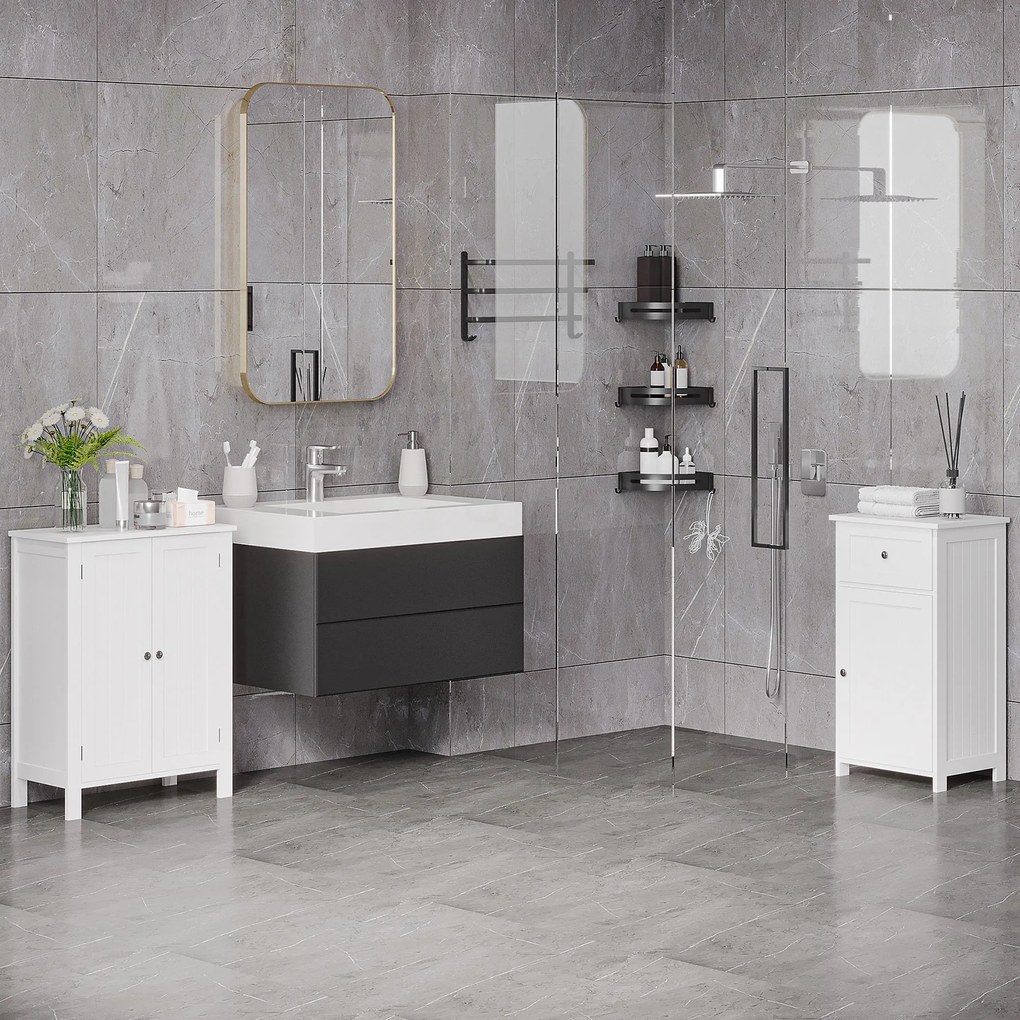 Mobiletto da Bagno con Anta e Cassetto Bianco 43x34x77 cm...