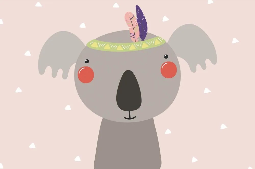 Carta da parati autoadesiva – Koala con piuma indiana
