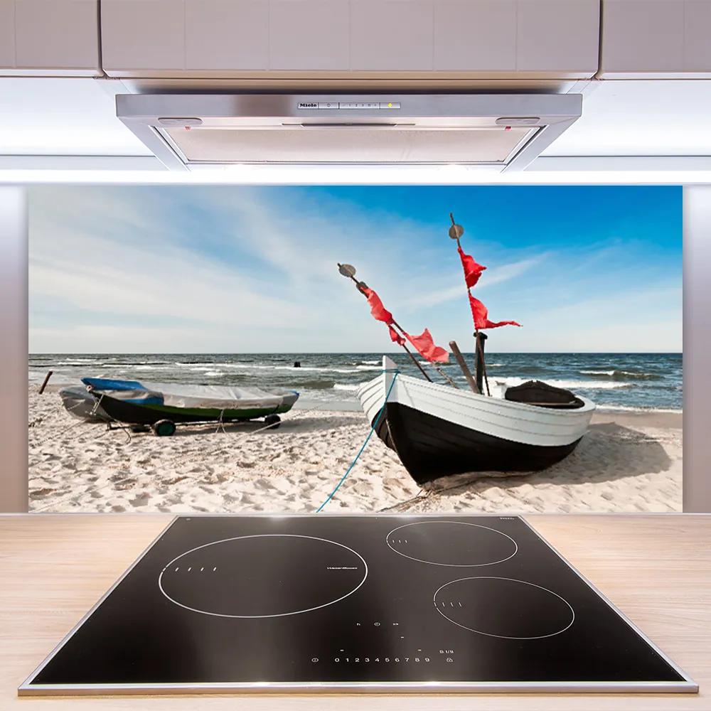 Pannello paraschizzi cucina Barca, spiaggia, paesaggio 100x50 cm