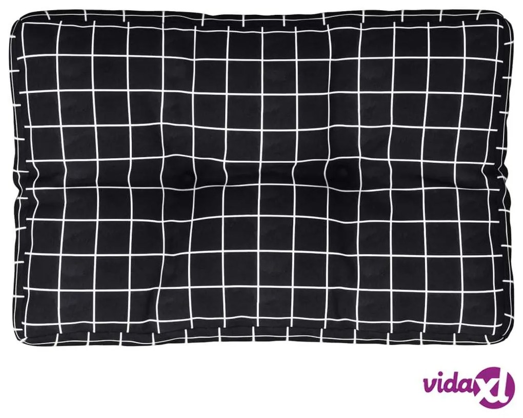 vidaXL Cuscino per Pallet Motivo a Quadri Nero 50x40x12 cm in Tessuto