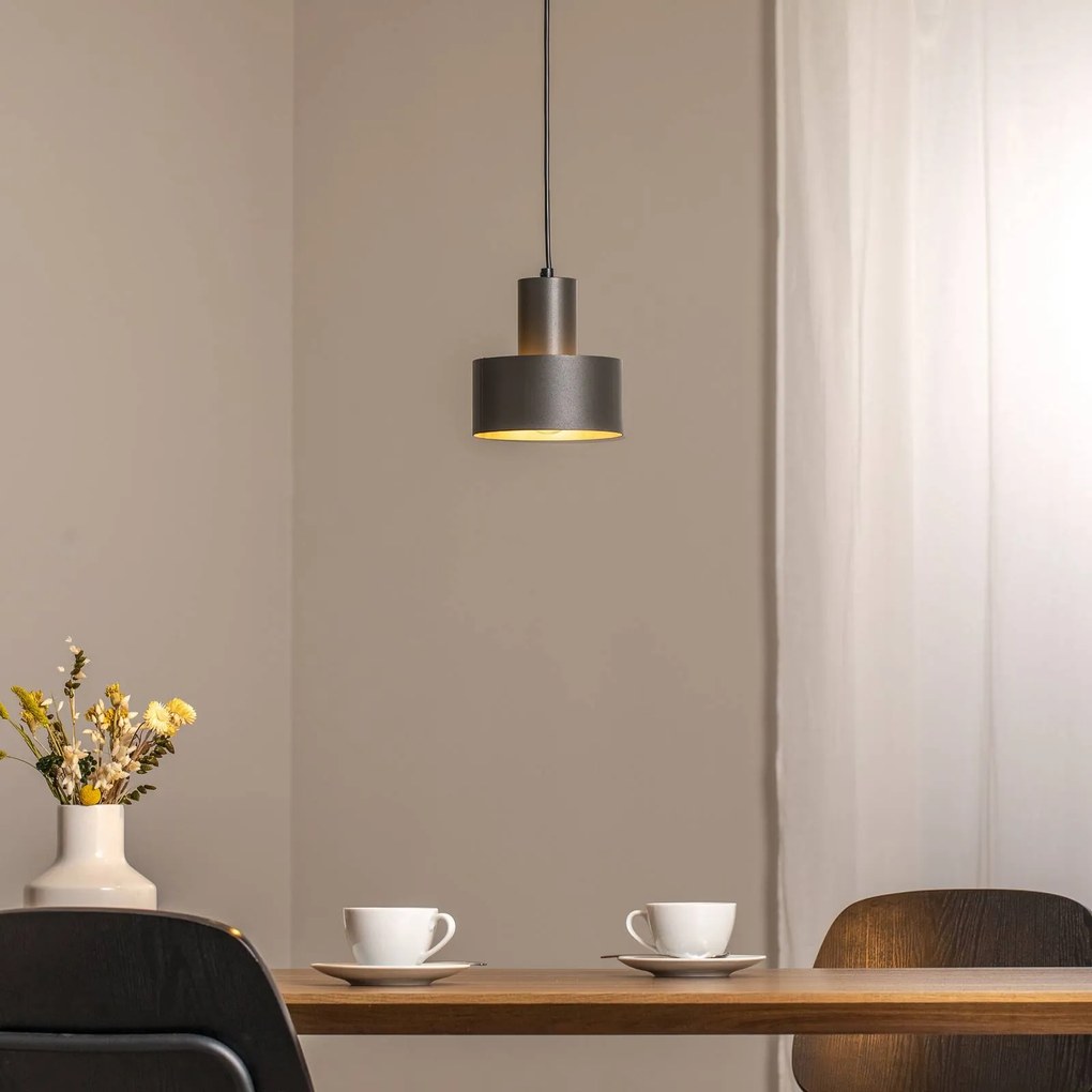 SIGMA Lampada a sospensione Rif S, verde oliva, a 1 luce, Ø 15 cm, acciaio