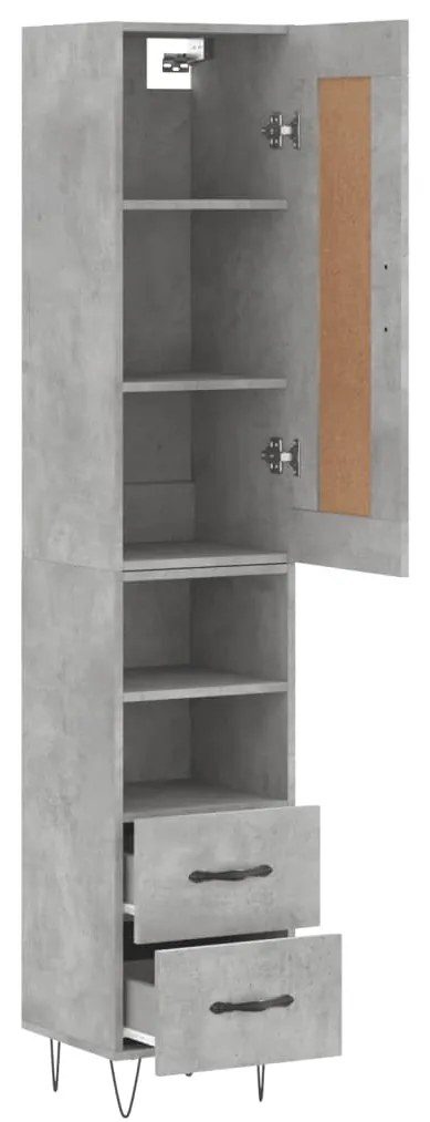 Credenza grigio cemento 34,5x34x180 cm in legno multistrato