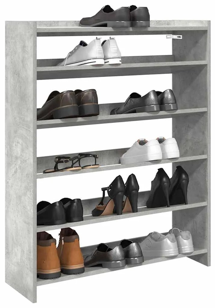 Scarpiera Grigio Cemento 80x25x100 Cm İn Legno Multistrato /