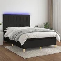 Letto a Molle con Materasso e LED Nero 140x200 cm in Tessuto 3135599