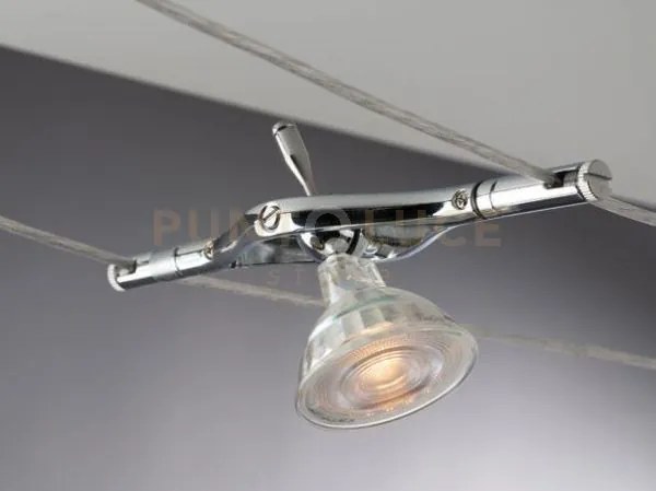 Sistema cavi tesi 500cm cromo 5 luci attacco mr16 max 9w driver 50w...