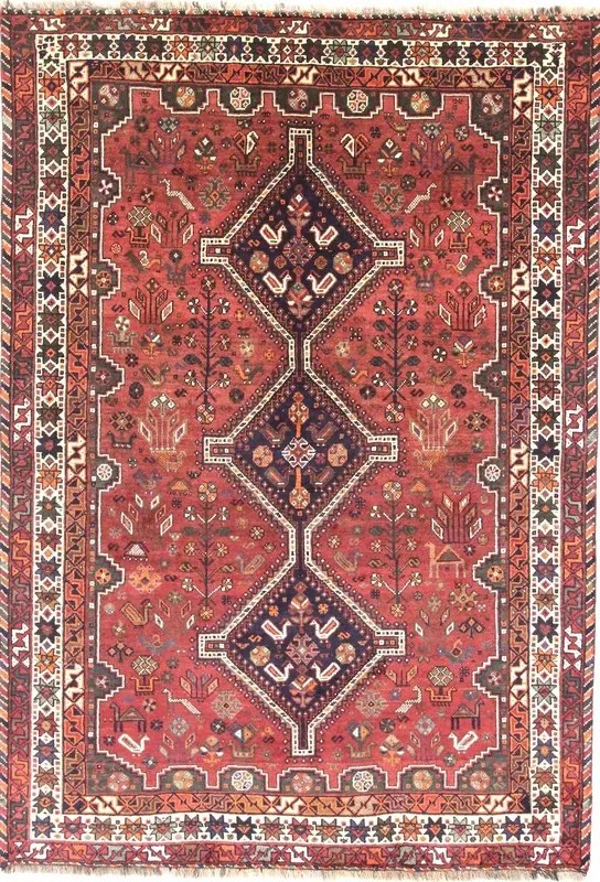 Gashghai Tappeto 260x180 Rosso (Iran) Annodato A Mano
