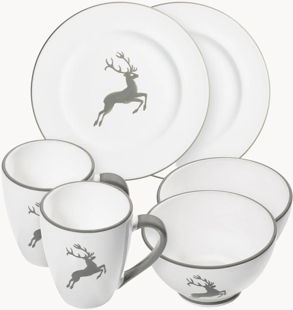 Set da colazione fatto a mano Grauer Hirsch, 2 persone, set da 6