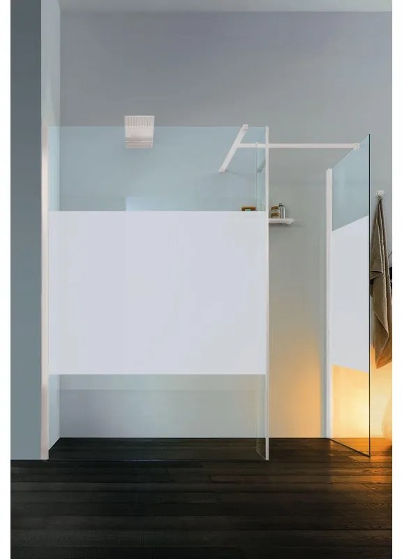 Box doccia walk-in L 68 x H 200 cm, vetro 6 mm serigrafato bianco