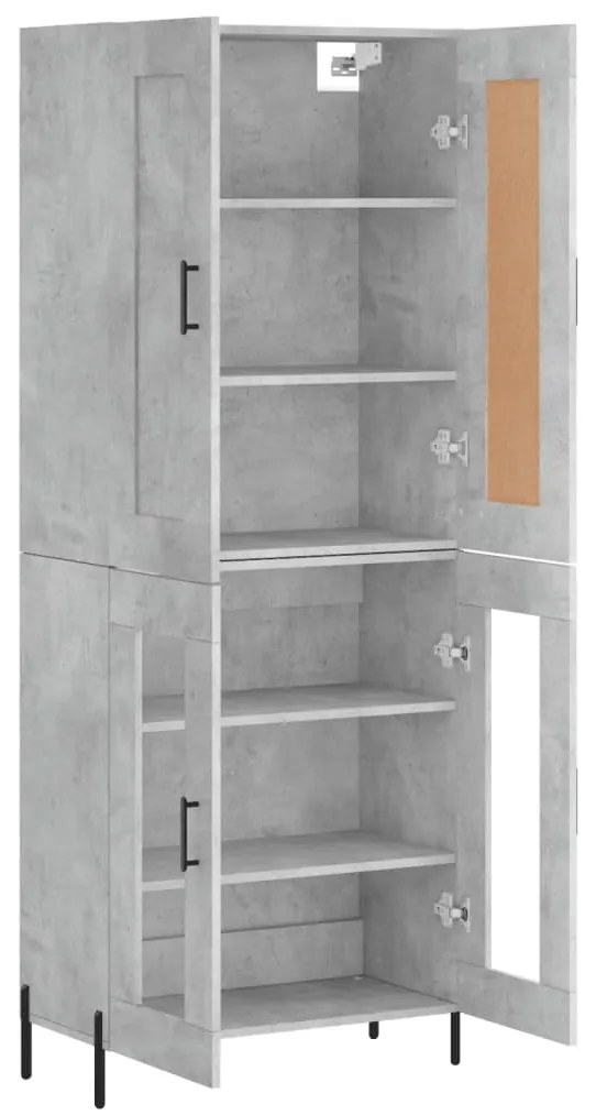 Credenza grigio cemento 69,5x34x180 cm in legno multistrato