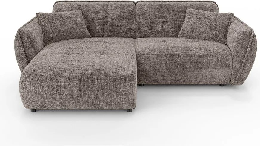 Divano angolare grigio tortora (con penisola a sinistra/con chaise lounge) con rivestimento in ciniglia Nelia – Ropez