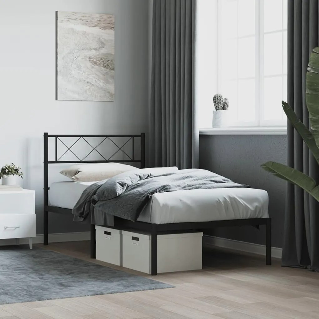 Giroletto con testiera in metallo nero 107x203 cm