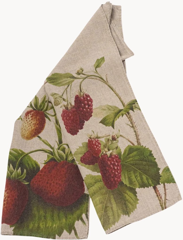 Set di 2 strofinacci in lino Strawberry & Raspberry