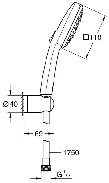 GROHE 26176001 - VITALIO COMFORT 110 Doccia Set 110 mm Polished cromo
