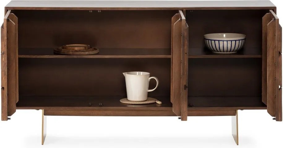 Cassettiera marrone in mango massiccio 145x76x40 cm Trisha – MOME