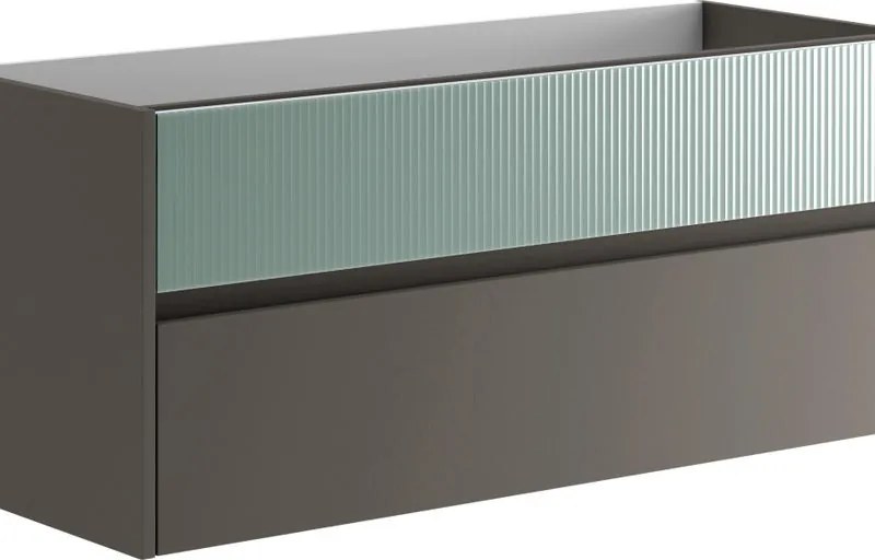 Mobile da bagno sospeso sotto lavabo Niwa 2 cassetti L 119.5 x H 50 x P 45.5 cm grigio e verde cannettato