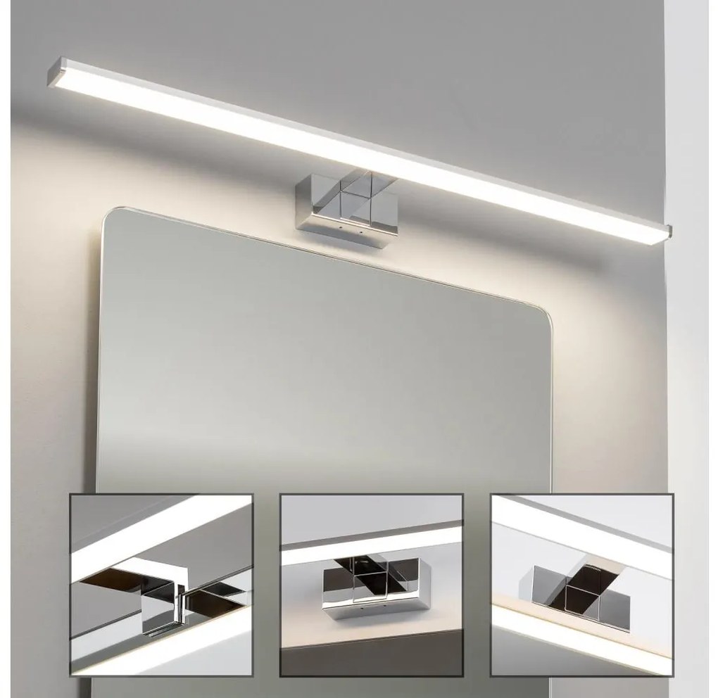 Brilagi - Specchio da bagno con luce LED VESTRA, 15 W/230 V, 80 cm, IP44, cromato