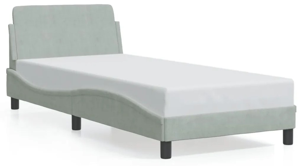 Giroletto Senza Materasso Grigio Chiaro 80x200 Cm Velluto /