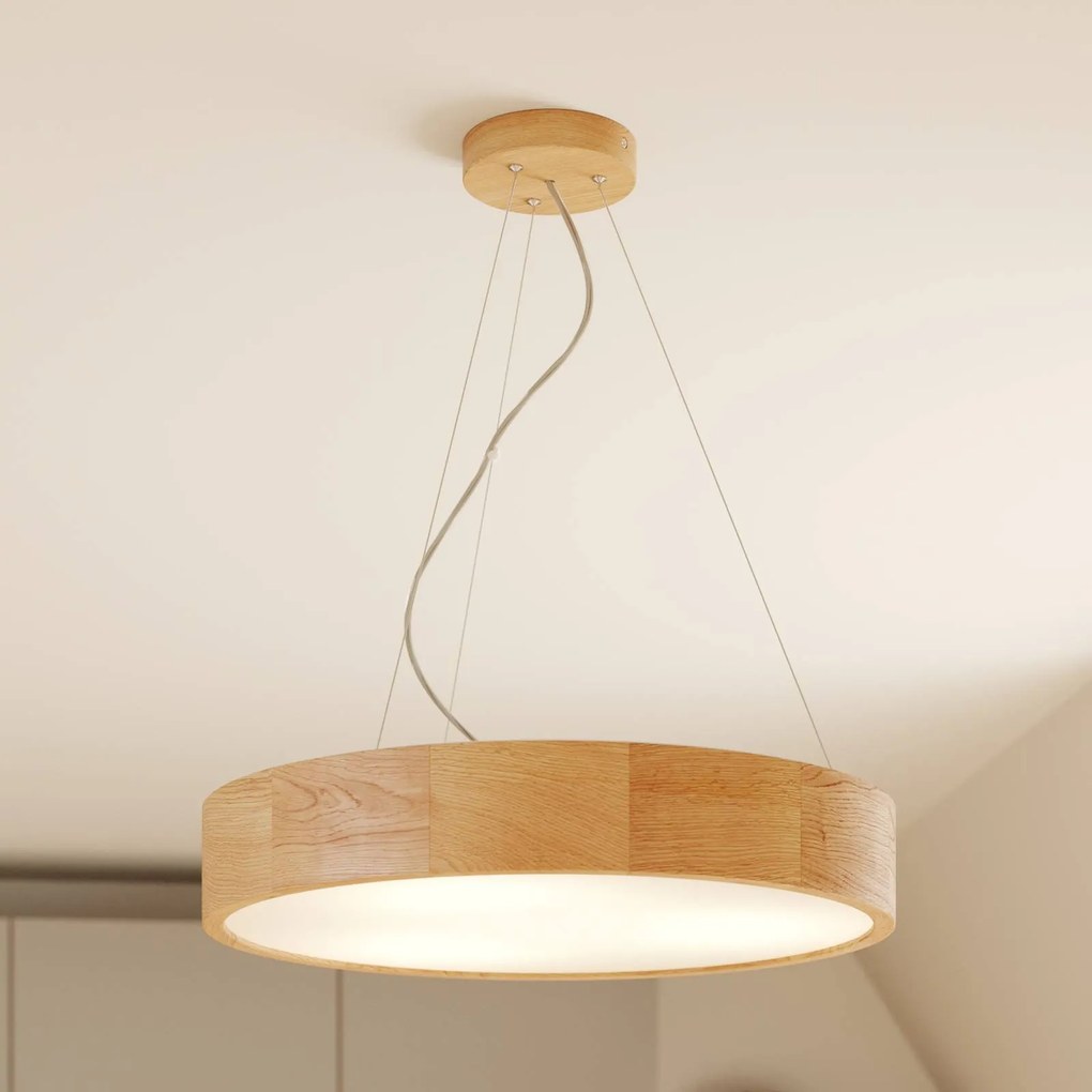 Lampada a sospensione Envostar Kerio, Ø 47 cm, legno di quercia