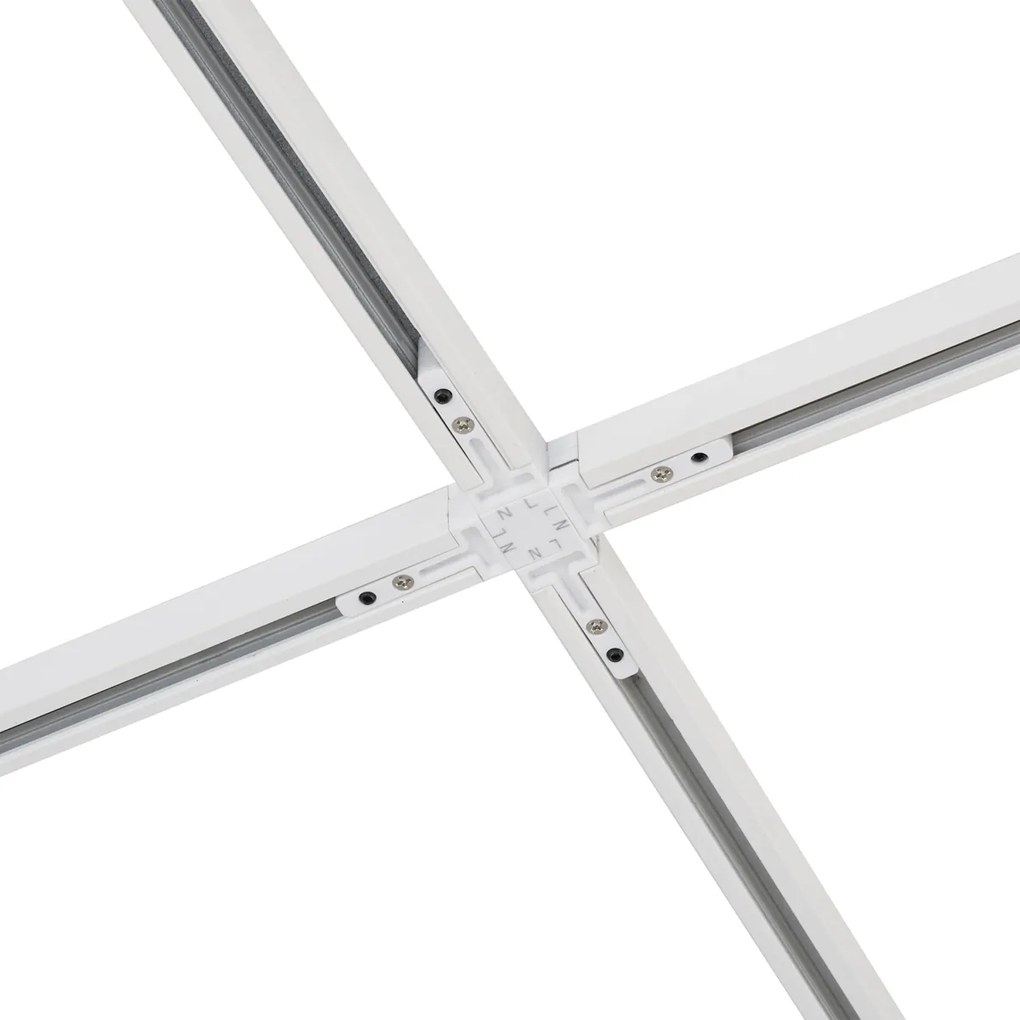 Sistema di illuminazione a binario moderno con 10 faretti beige e bianchi monofase - Slimline Uzzy