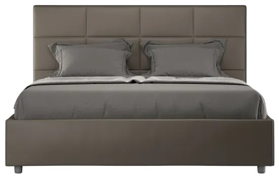 Letto matrimoniale senza rete imbottito 160x210 similpelle cappuccino Mika