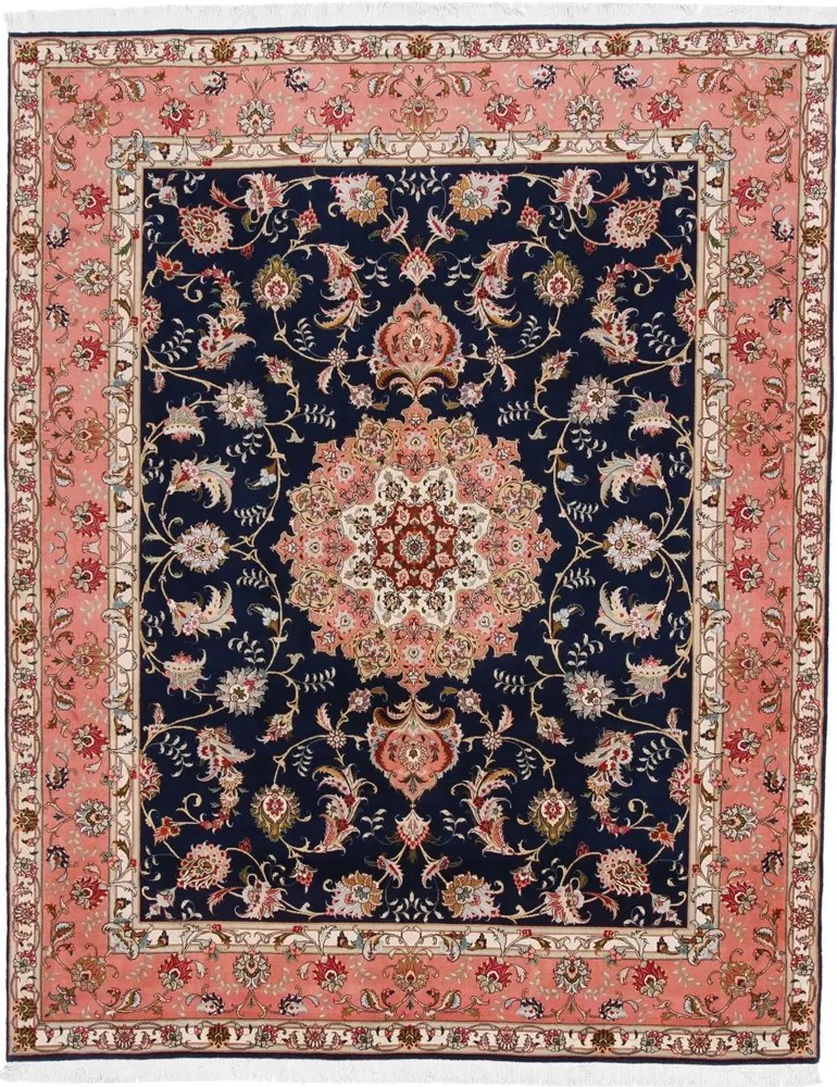 Tabriz Tappeto persiano 250x200 Rosa (Iran) Annodato A Mano