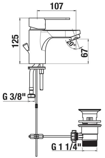 JIKA H3111Z10041111 - Miscelatore lavabo LYRA 12,5 cm con scarico e troppopieno