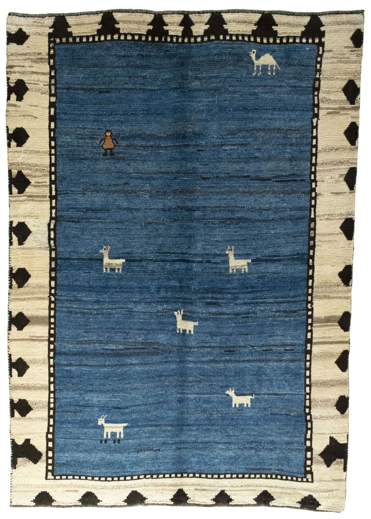 Gabbeh Tappeto 210x150 Blu (Iran) Annodato A Mano