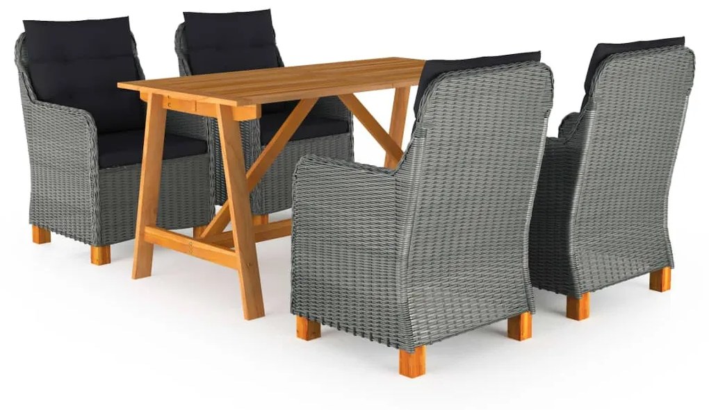 Set mobili da pranzo per giardino 5 pz grigio chiaro