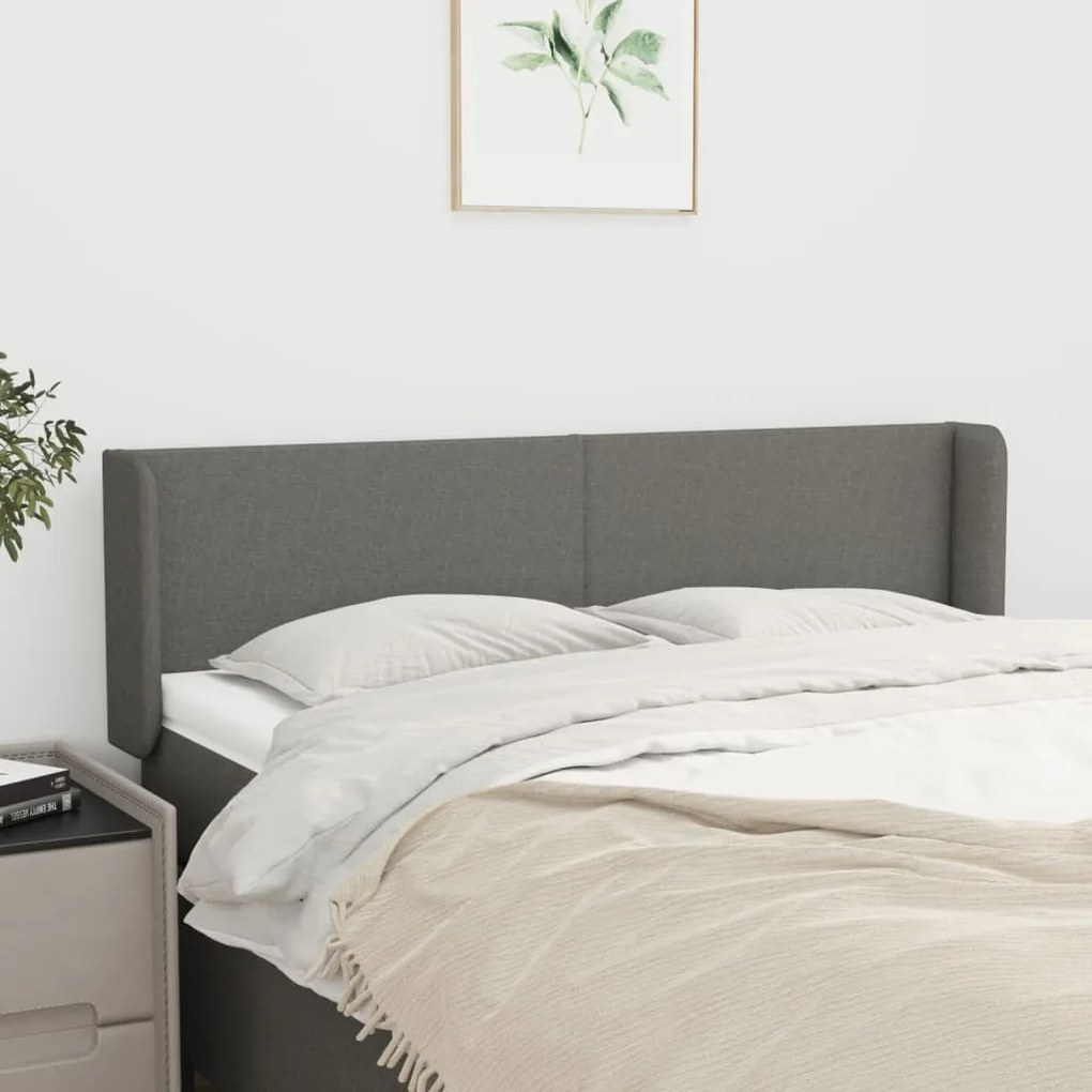 Testiera Ad Orecchio Grigio Scuro 147x16x78/88 Cm İn Tessuto /