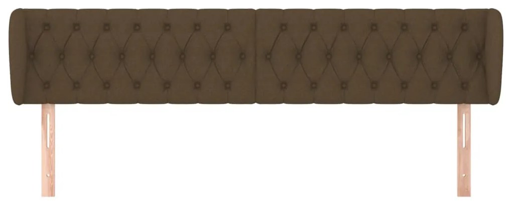 Testiera ad orecchio marrone scuro 203x23x78/88 cm in tessuto