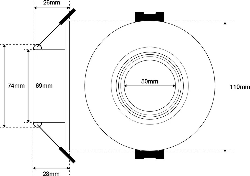 Faretto da Incasso Orientabile Foro Ø75-80mm Bianco