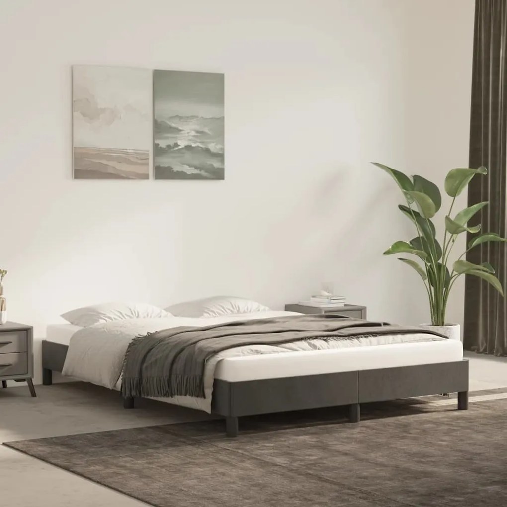 Giroletto Senza Materasso Grigio Scuro 140x200 Cm Velluto /
