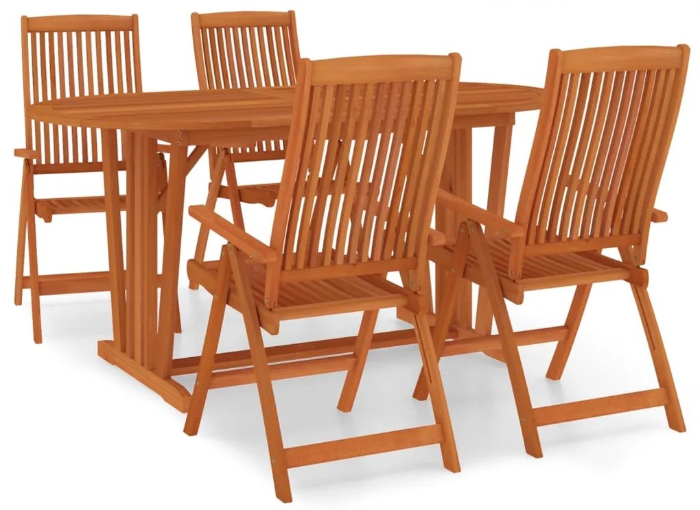 Set da pranzo per giardino 5 pz in legno massello di eucalipto