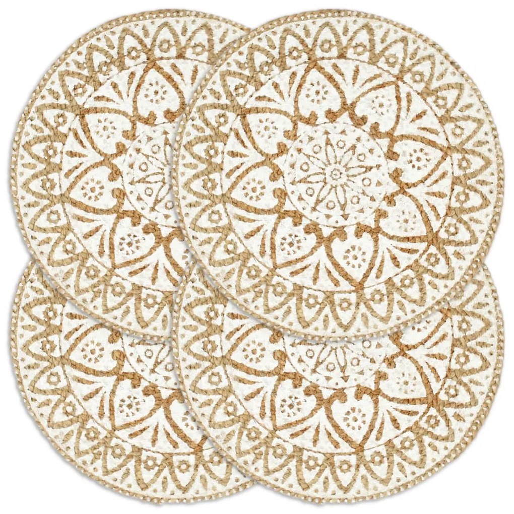 Tovagliette 4 Pz Bianche 38cm Rotonde İn Juta /