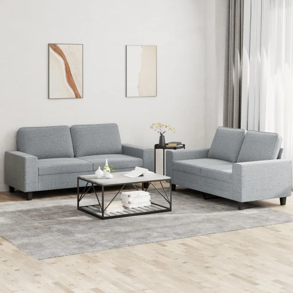 Set Di Divani 2 Pz Grigio Chiaro İn Tessuto /
