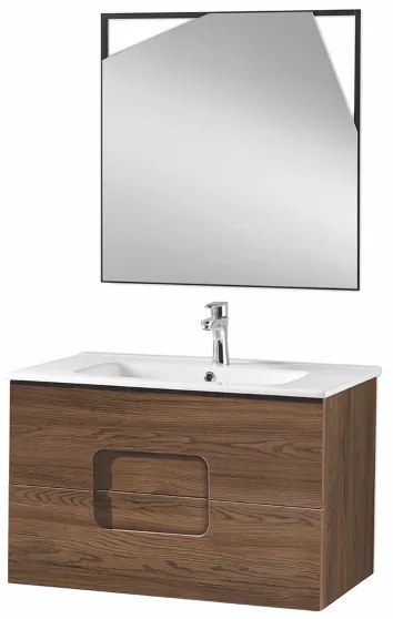 Mobile da bagno sospeso ARCO 80 cm Tek con specchio LED