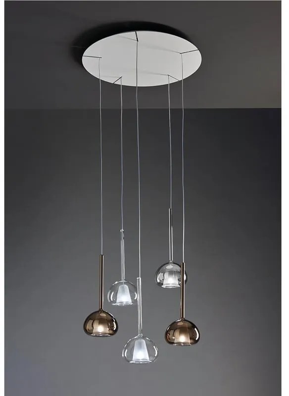 Lampadario Glamour Beba nero paralume trasparente 5x LED ø15cm URBAN